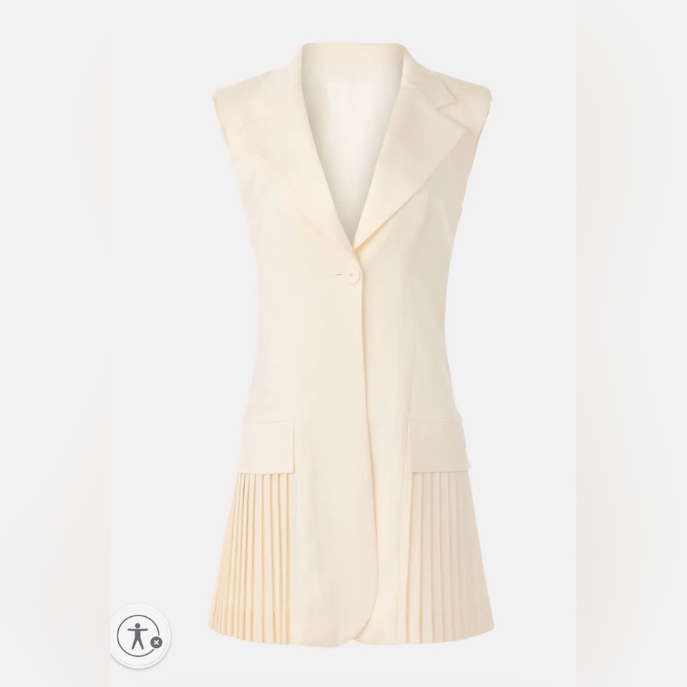 Sleeveless Cream Pleated Hem Mini Dress